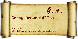 Gerey Annunciáta névjegykártya